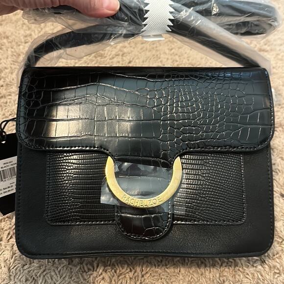 Rachel Zoe IRIM Black Crossbody Bag with Gold Ring Accent NWT - Picture 4 of 14